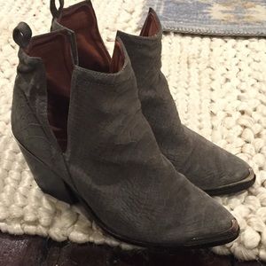 Jeffrey Campbell Cromwell Gray Snake Suede Booties